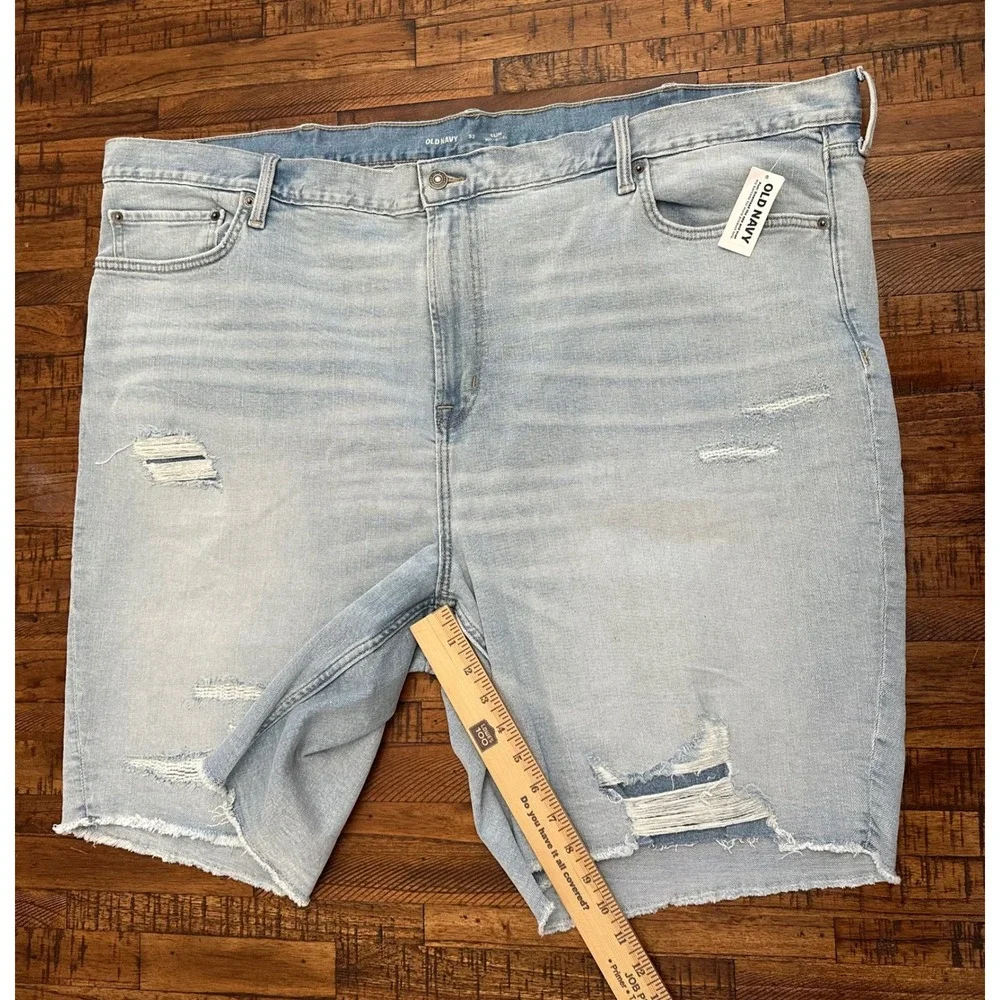 NWT Old Navy Men's Size 52 Slim Built-In Flex Distressed Denim Shorts Blue Jorts